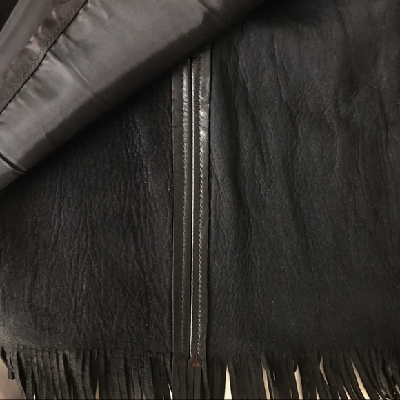 Vintage 60’s Fringed Western Black Leather Skirt - Picture 7 of 7